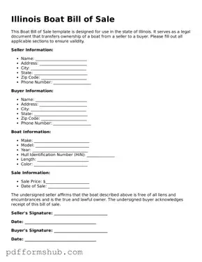 Attorney-Verified Boat Bill of Sale Form for Illinois State
