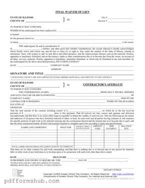 Fill in Your Illinois Final Waiver Of Lien Form