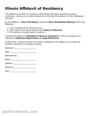Attorney-Verified Affidavit of Residency Form for Illinois State