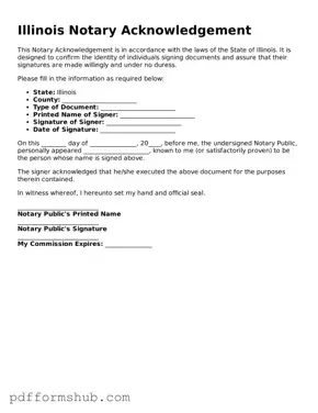 Attorney-Verified Notary Acknowledgement Form for Illinois State