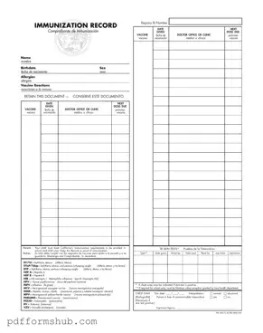Fill in Your Immunization Record Form