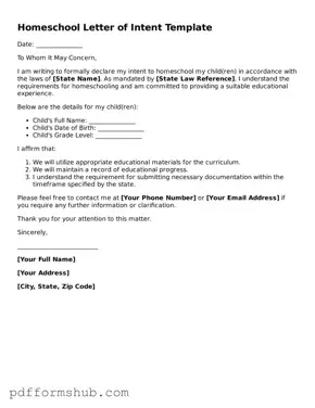 Valid Homeschool Letter of Intent Form