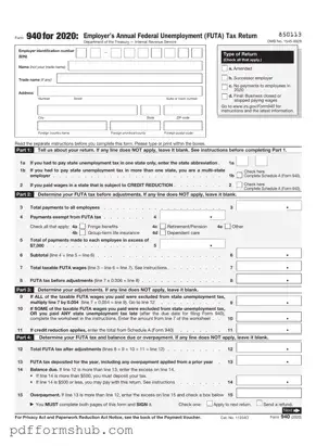 Fill in Your IRS 940 Form