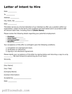 Valid Letter of Intent to Hire Form