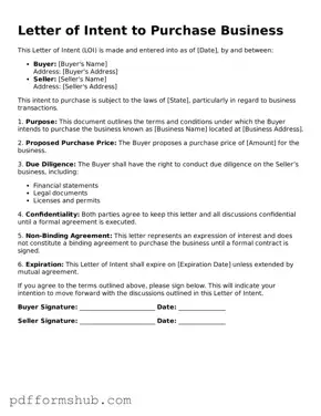 Valid Letter of Intent to Purchase Business Form