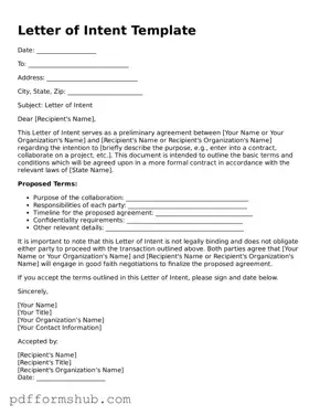 Valid Letter of Intent Form