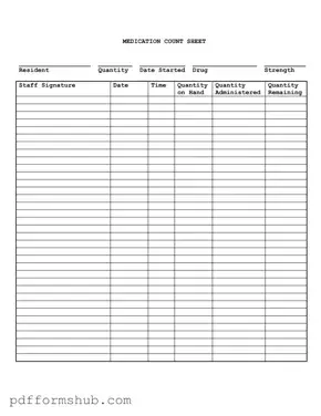 Fill in Your Medication Count Sheet Form