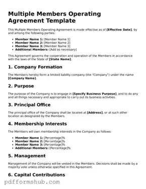 Valid Multiple Members Operating Agreement Form