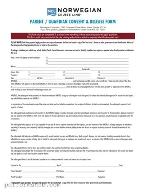 Fill in Your NCL Parental Consent Form