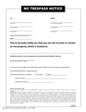 Fill in Your No Trespassing Letter Form