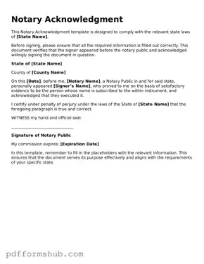 Valid Notary Acknowledgement Form
