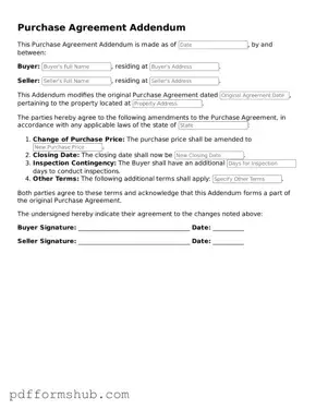 Valid Purchase Agreement Addendum Form
