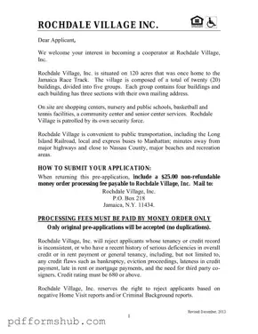 Fill in Your Rochdale village application Form