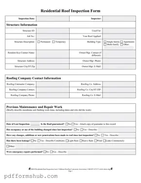 Fill in Your Roof Inspection Form