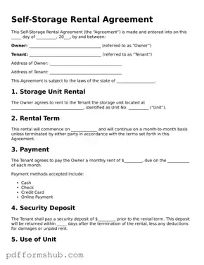 Valid Self-Storage Rental Agreement Form