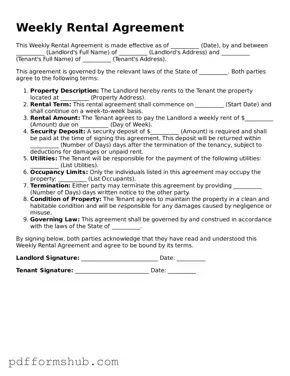 Valid Weekly Rental Agreement Form