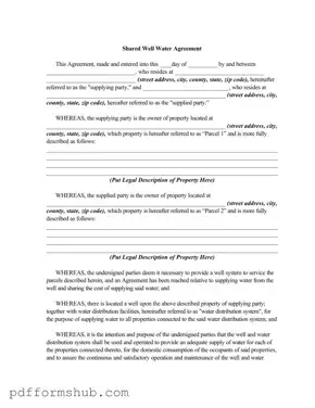 Fill in Your Shared Well Agreement Form