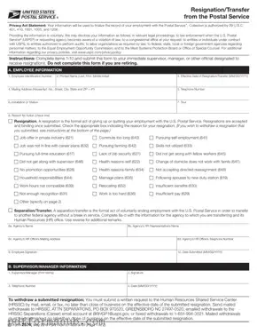 Fill in Your Usps Resignation Form