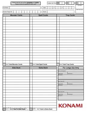 Fill in Your Konami Decklist Form