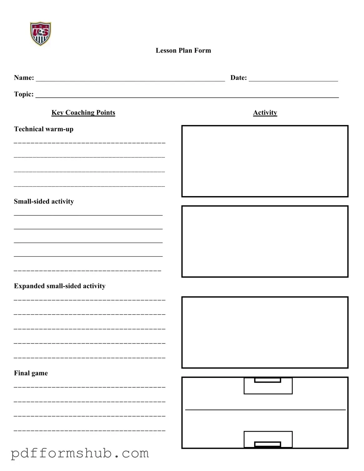 Fill in Your Soccer Training Session Plan Form