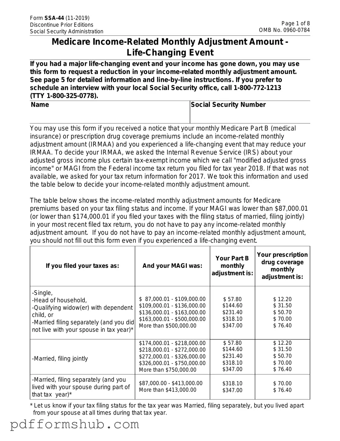 Fill in Your SSA SSA-44 Form