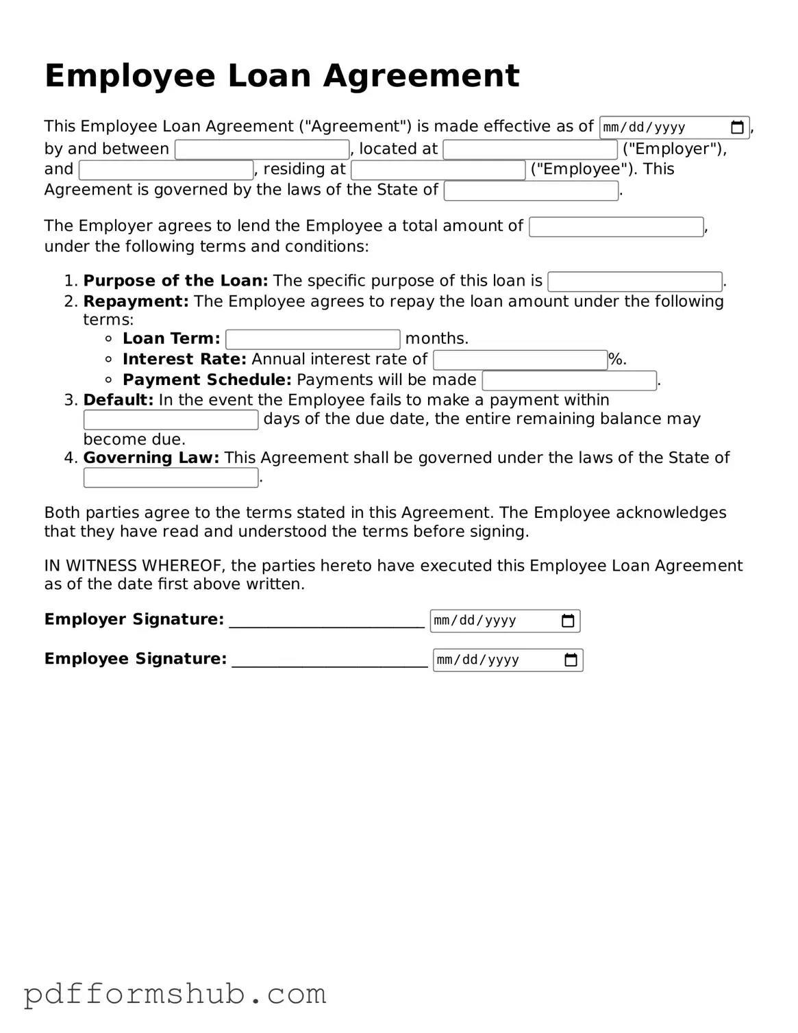Valid Employee Loan Agreement Form