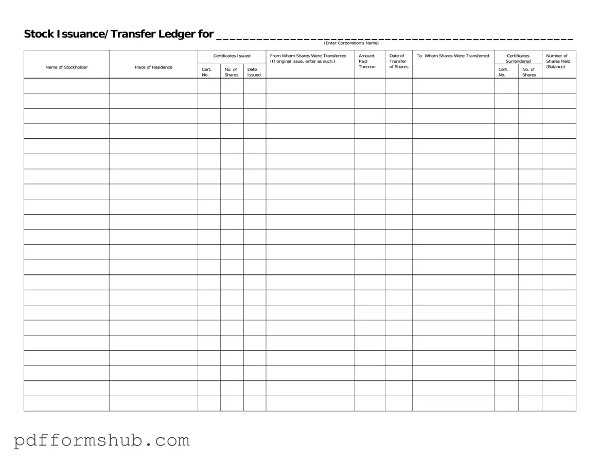 Fill in Your Stock Transfer Ledger Form