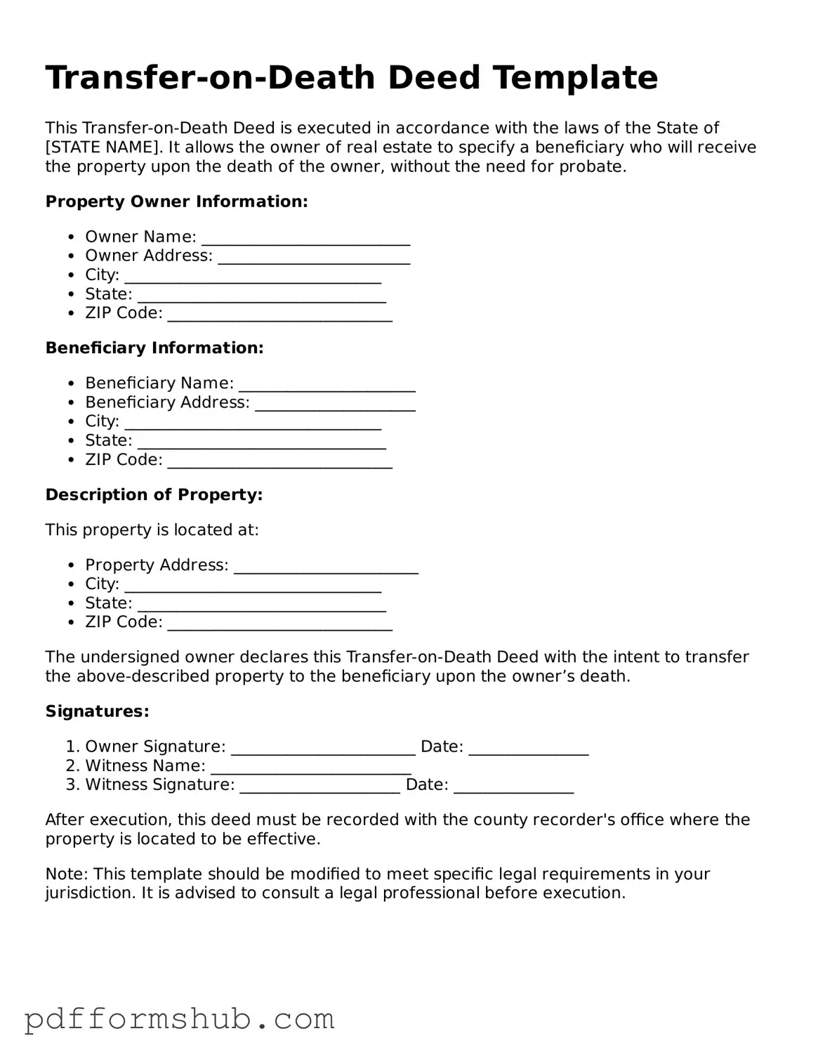 Valid Transfer-on-Death Deed Form