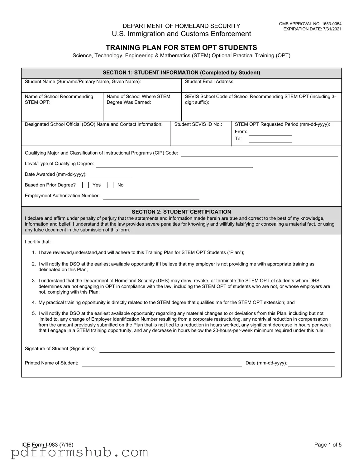 Fill in Your ICE I-983 Form