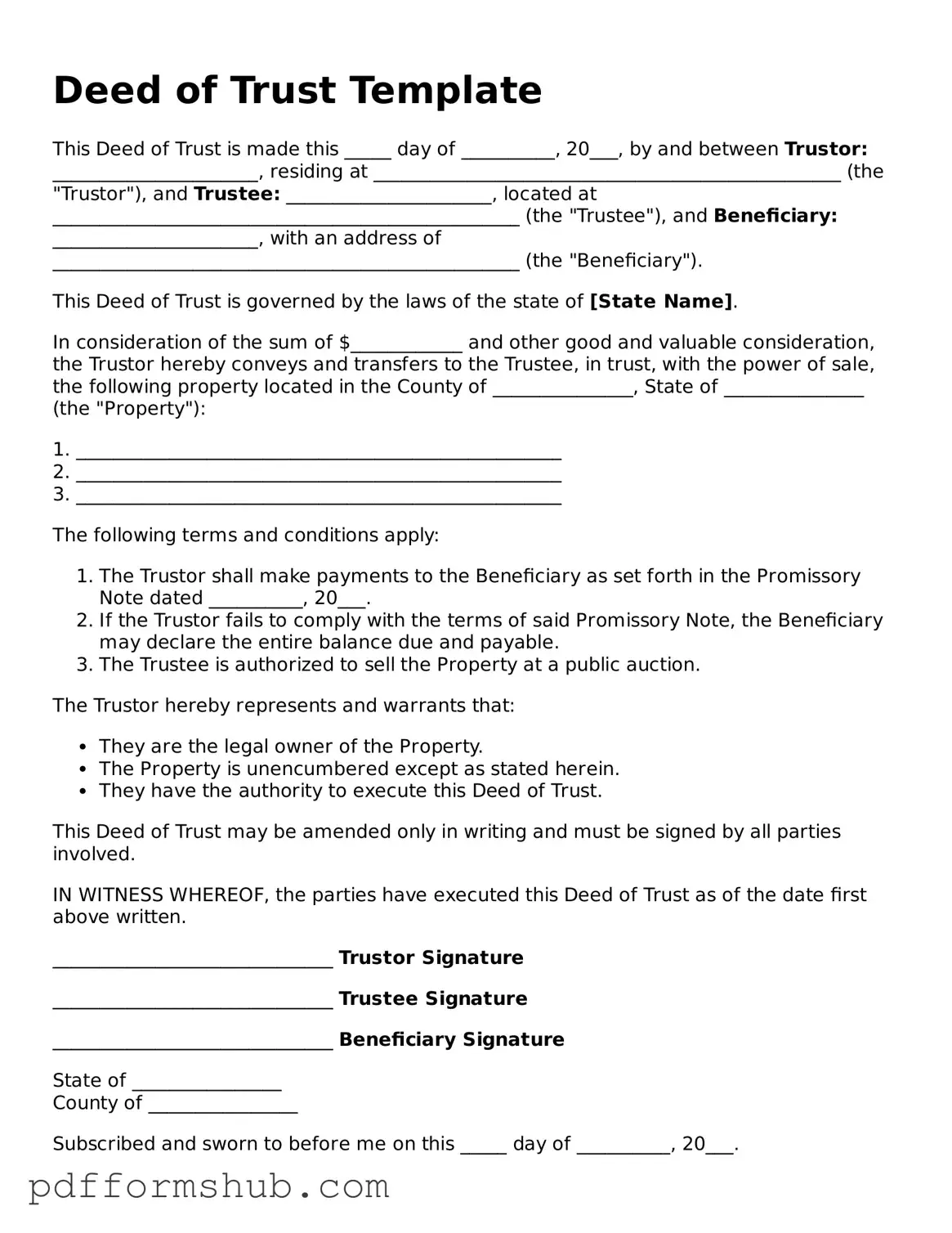 Valid Deed of Trust Form
