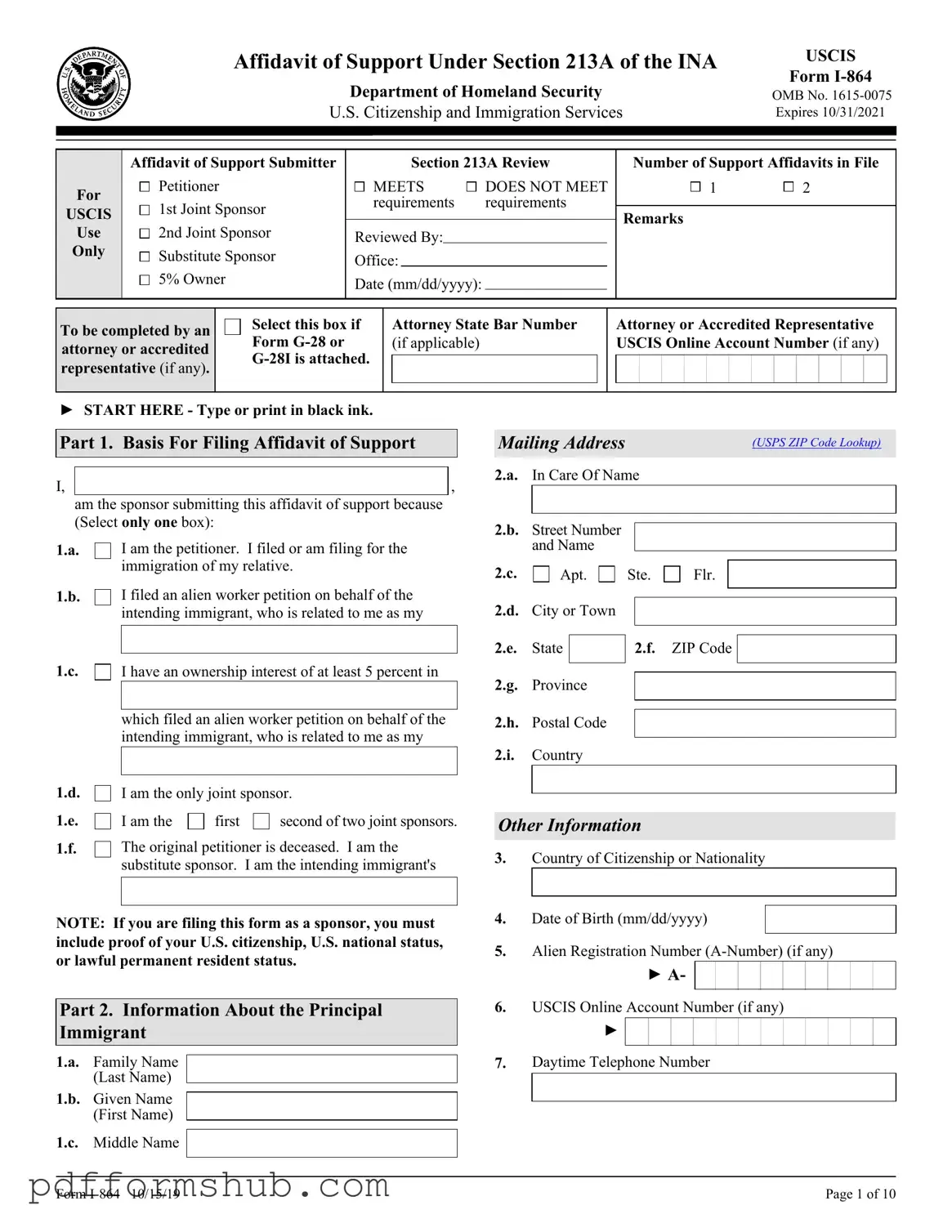 Fill in Your USCIS I-864 Form