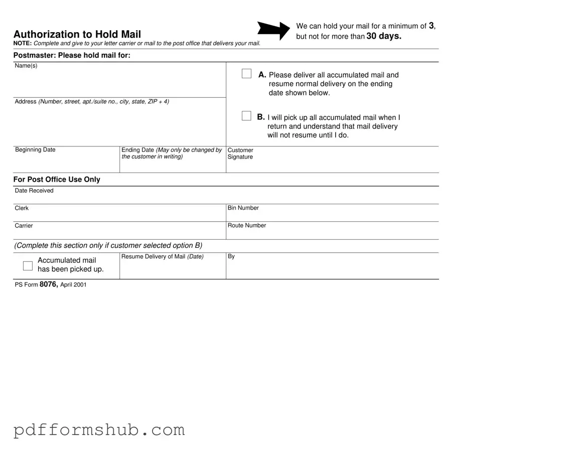 Fill in Your Usps Hold Mail Request Form