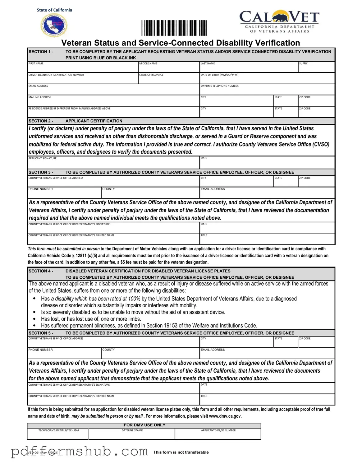 Fill in Your Vsd 001 Form