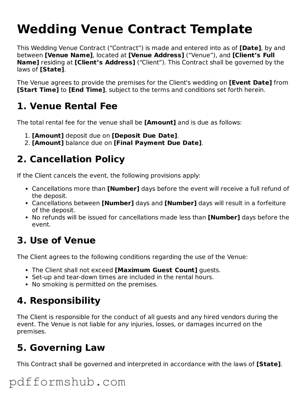 Valid Wedding Venue Contract Form
